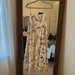 H&M Cream Floral Spaghetti-Strap Maxi Dress